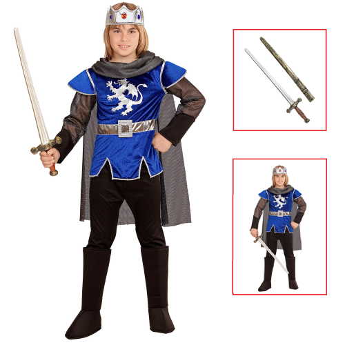VESTITO CARNEVALE + ACCESSORI RE ARTÙ COSTUME SPADA ANTICA CON FODERO 8/10 ANNI TRAVESTIMENTO - 0550+86244
