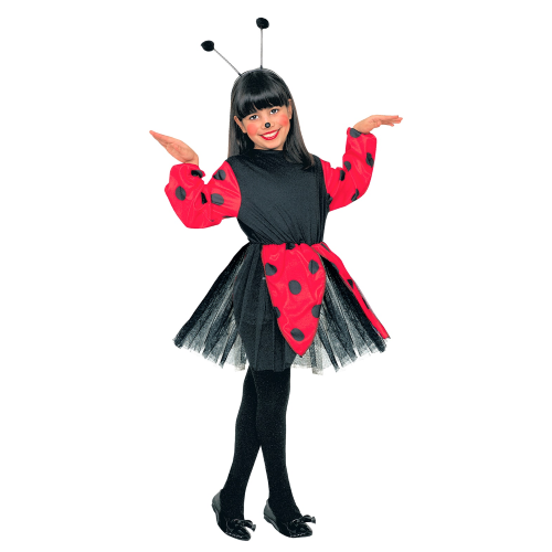COSTUME VESTITO ABITO TRAVESTIMENTO CARNEVALE BAMBINA COCCINELLA VESTITO E ANTENNE 5/10 ANNI - 3822