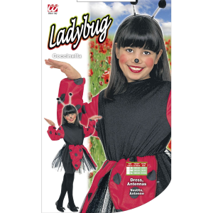 COSTUME VESTITO ABITO TRAVESTIMENTO CARNEVALE BAMBINA COCCINELLA VESTITO E ANTENNE 5/10 ANNI - 3822
