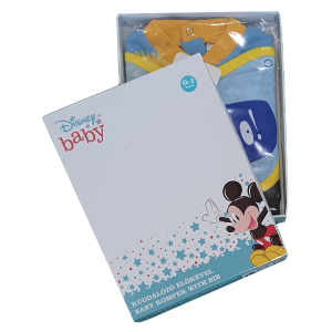 TUTINA LUNGA CON PIEDINI + BAVETTO MICKEY MOUSE DISNEY TOPOLINO 100% COTONE 0/6 MESI - MIC1728/2