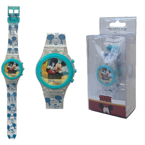 OROLOGIO DA POLSO DIGITALE MICKEY MOUSE DISNEY TOPOLINO CON LED IN CONFEZIONE REGALO - WD20368