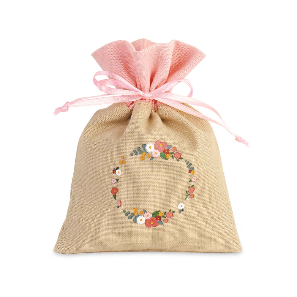SACCHETTO IN JUTA FLOWERS DISNEY MINNIE PORTA OGGETTI 10 X 14 CM CON CONFETTI - 28955