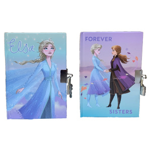 SET 2 DIARI SEGRETI CON LUCCHETTO FROZEN DISNEY ELSA ANNA + 2 PENNE IN CONFEZIONE REGALO - FR0754