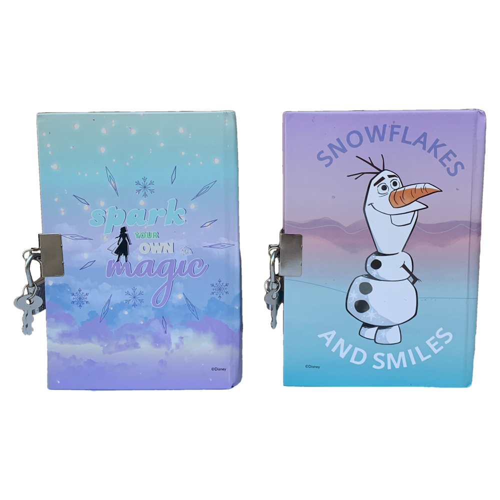 SET 2 DIARI SEGRETI CON LUCCHETTO FROZEN DISNEY ELSA ANNA + 2 PENNE IN CONFEZIONE REGALO - FR0754