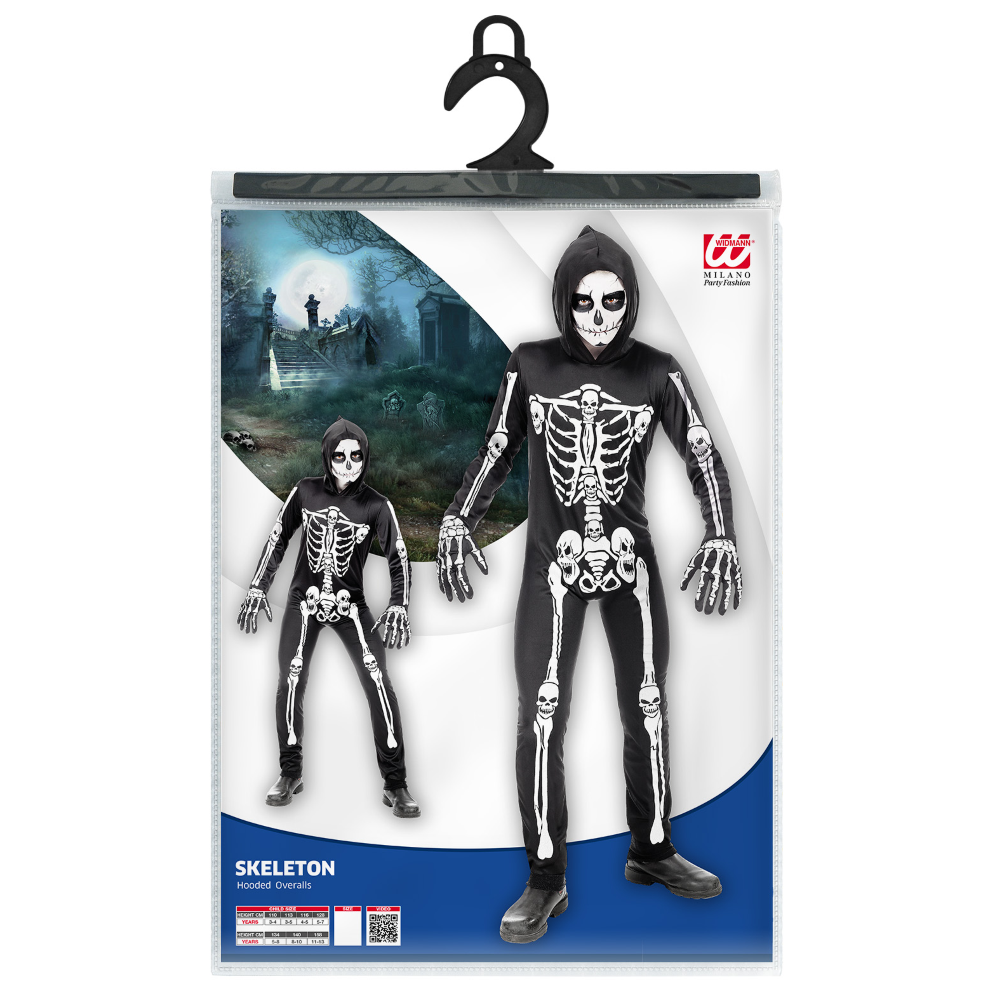 COSTUME VESTITO ABITO TRAVESTIMENTO CARNEVALE HALLOWEEN SCHELETRO BAMBINO - 0006