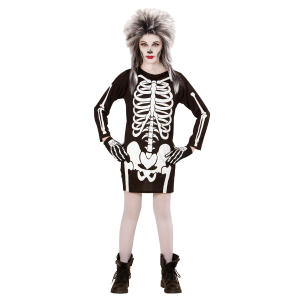 VESTITO CARNEVALE + ACCESSORI SCHELETRO VESTITO CALZE E GUANTI DA SCHELETRO TRAVESTIMENTO HALLOWEEN 11/13 ANNI