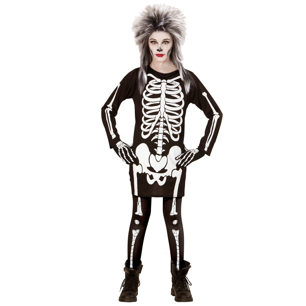 CALZE COLLANT SCHELETRO NERE 70 DEN ACCESSORI TRAVESTIMENTO HALLOWEEN COSPLAY - 3001