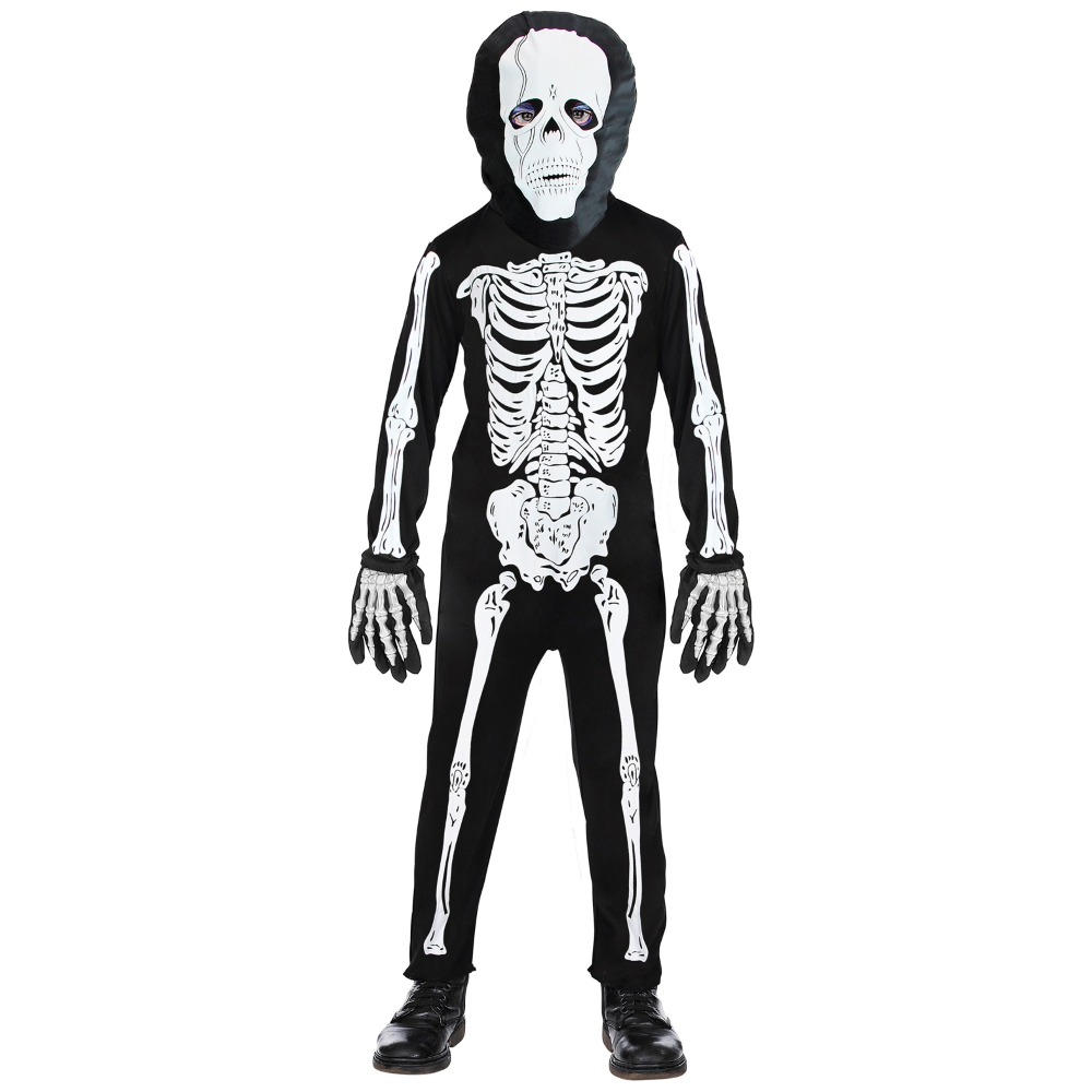 COSTUME VESTITO ABITO TRAVESTIMENTO CARNEVALE HALLOWEEN COSPLAY BAMBINO SCHELETRO - 3811