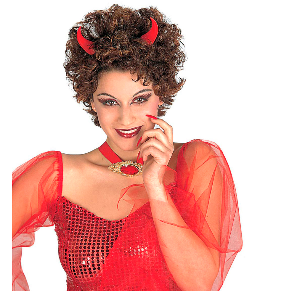 CERCHIETTO CORNA ROSSE ACCESSORI CARNEVALE HALLOWEEN - 5483C