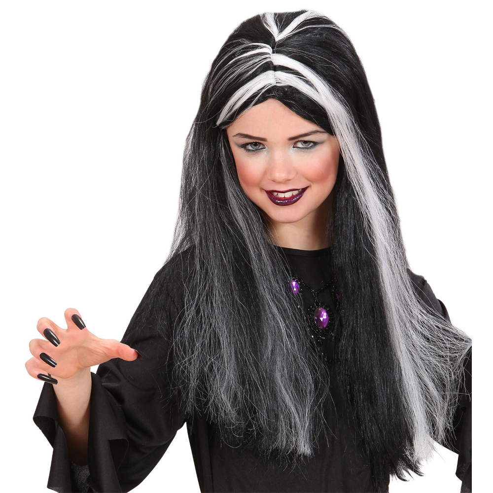 VESTITO CARNEVALE + ACCESSORI STREGA VESTITO CAPPELLO SCOPA PARRUCCA 5/7 ANNI HALLOWEEN BAMBINA - 3857+6279S+52776