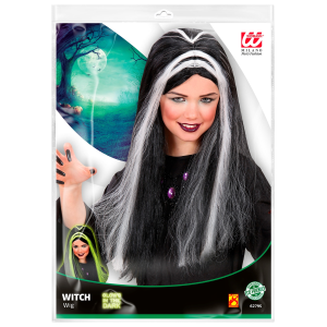 VESTITO CARNEVALE + ACCESSORI STREGA VESTITO CAPPELLO SCOPA PARRUCCA 5/7 ANNI HALLOWEEN BAMBINA - 3857+6279S+52776