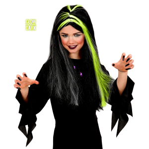 VESTITO CARNEVALE + ACCESSORI STREGA VESTITO CAPPELLO SCOPA PARRUCCA 5/7 ANNI HALLOWEEN BAMBINA - 3857+6279S+52776