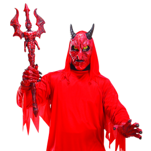VESTITO CARNEVALE CON ACCESSORI DIAVOLO TRIDENTE TRAVESTIMENTO HALLOWEEN 4/5 ANNI - 4192+6976D