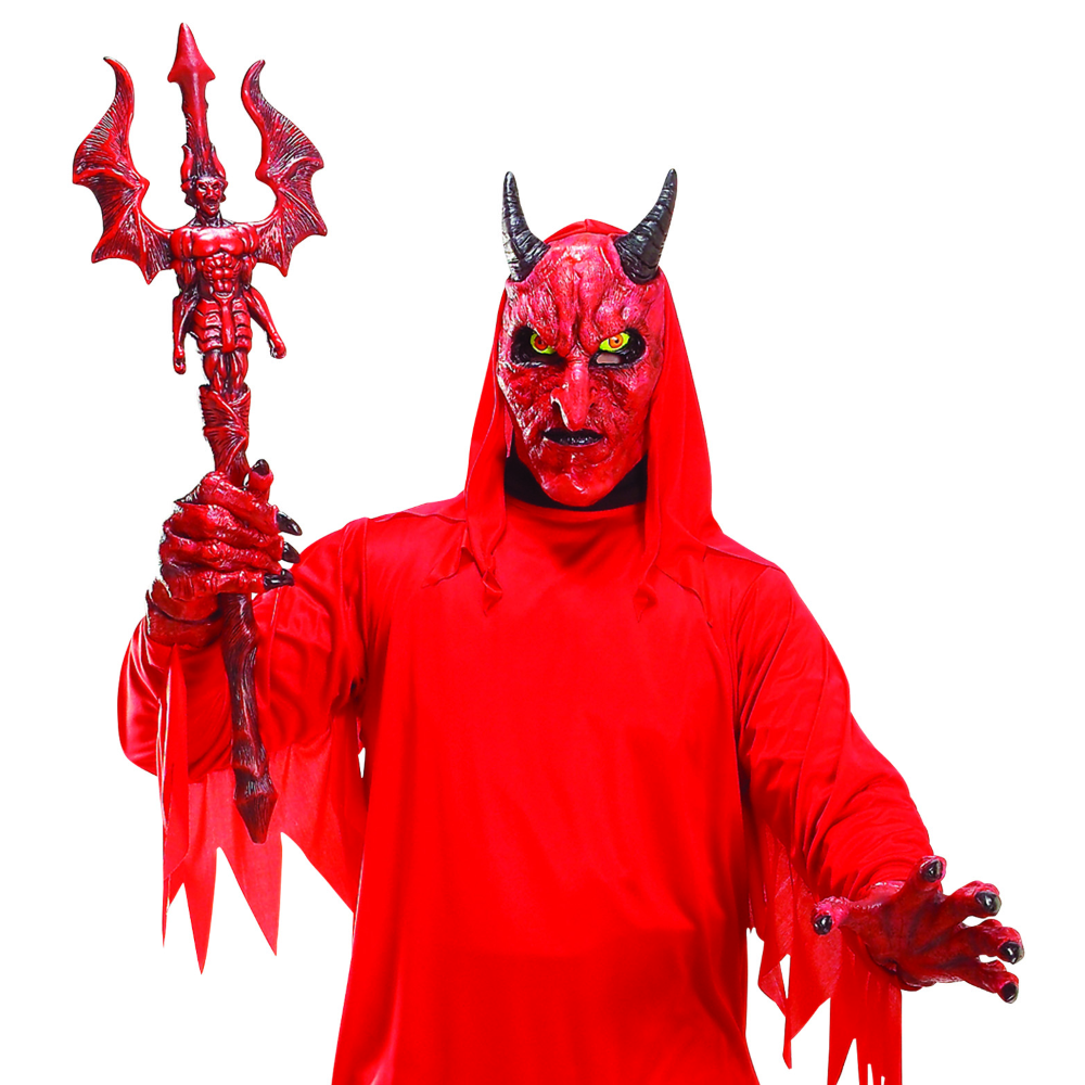 VESTITO CARNEVALE CON ACCESSORI DIAVOLO TRIDENTE TRAVESTIMENTO HALLOWEEN 4/5 ANNI - 4192+6976D