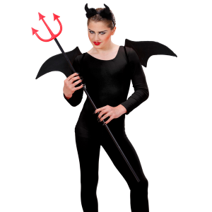 SET TRAVESTIMENTO DIAVOLO NERO CORNA E ALI ACCESSORI CARNEVALE HALLOWEEN - 8236S