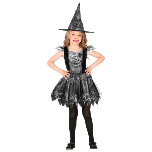 VESTITO CARNEVALE + ACCESSORI WITCH VESTITO CAPPELLO SCOPA 2/3 ANNI HALLOWEEN BAMBINA - 9736+9835W