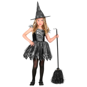 VESTITO CARNEVALE + ACCESSORI WITCH VESTITO CAPPELLO SCOPA 2/3 ANNI HALLOWEEN BAMBINA - 9736+9835W