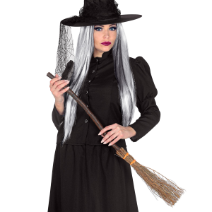 VESTITO CARNEVALE + ACCESSORI WITCH VESTITO CAPPELLO SCOPA 2/3 ANNI HALLOWEEN BAMBINA - 9736+9835W