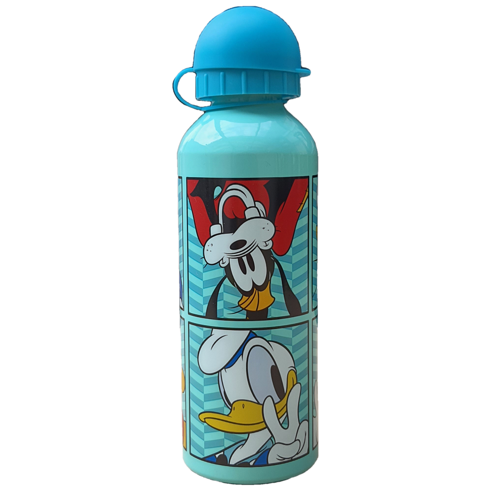 SET DISNEY FRIENDS PAPERINO PIPPO PLUTO PAPERINA BORRACCIA IN ALLUMINIO + PORTAMERENDA IN CONFEZIONE -  MF0001