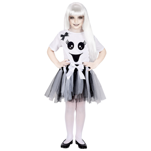 COSTUME VESTITO ABITO TRAVESTIMENTO CARNEVALE HALLOWEEN COSPLAY BAMBINA- FANTASMA - 9653