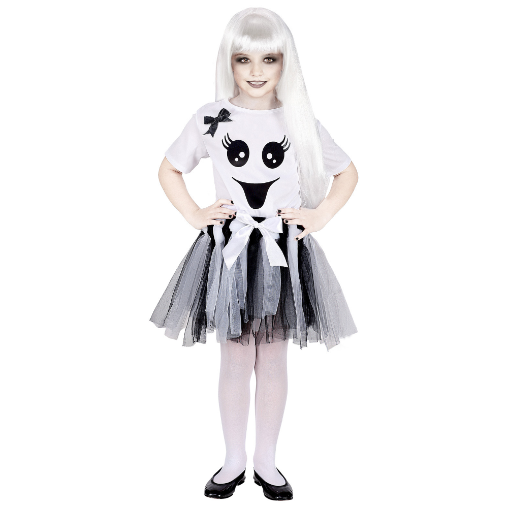 COSTUME VESTITO ABITO TRAVESTIMENTO CARNEVALE HALLOWEEN COSPLAY BAMBINA- FANTASMA - 9653