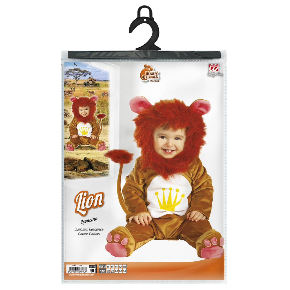 COSTUME VESTITO ABITO TRAVESTIMENTO CARNEVALE BAMBINO LEONCINO 12/18 MESI CM. 92