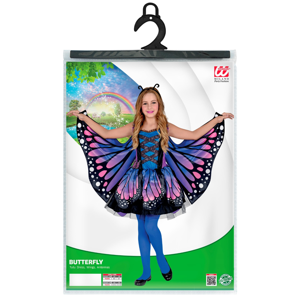 COSTUME CARNEVALE FARFALLA VESTITO ALI ANTENNE BAMBINA ABITO TRAVESTIMENTO - 0984