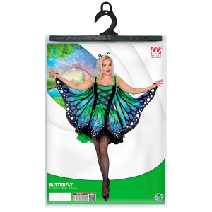 COSTUME CARNEVALE FARFALLA VESTITO ALI ANTENNE DONNA ABITO TRAVESTIMENTO - 1097