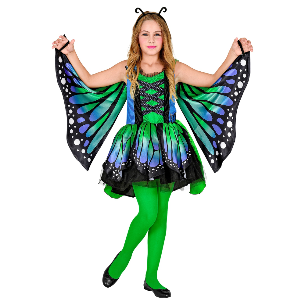 COSTUME CARNEVALE FARFALLA VESTITO ALI ANTENNE BAMBINA ABITO TRAVESTIMENTO - 1097