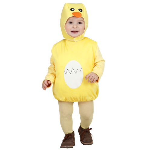 COSTUME CARNEVALE PULCINO VESTITO COPRICAPO BAMBINO 1/3 ANNI ABITO TRAVESTIMENTO - 1899K
