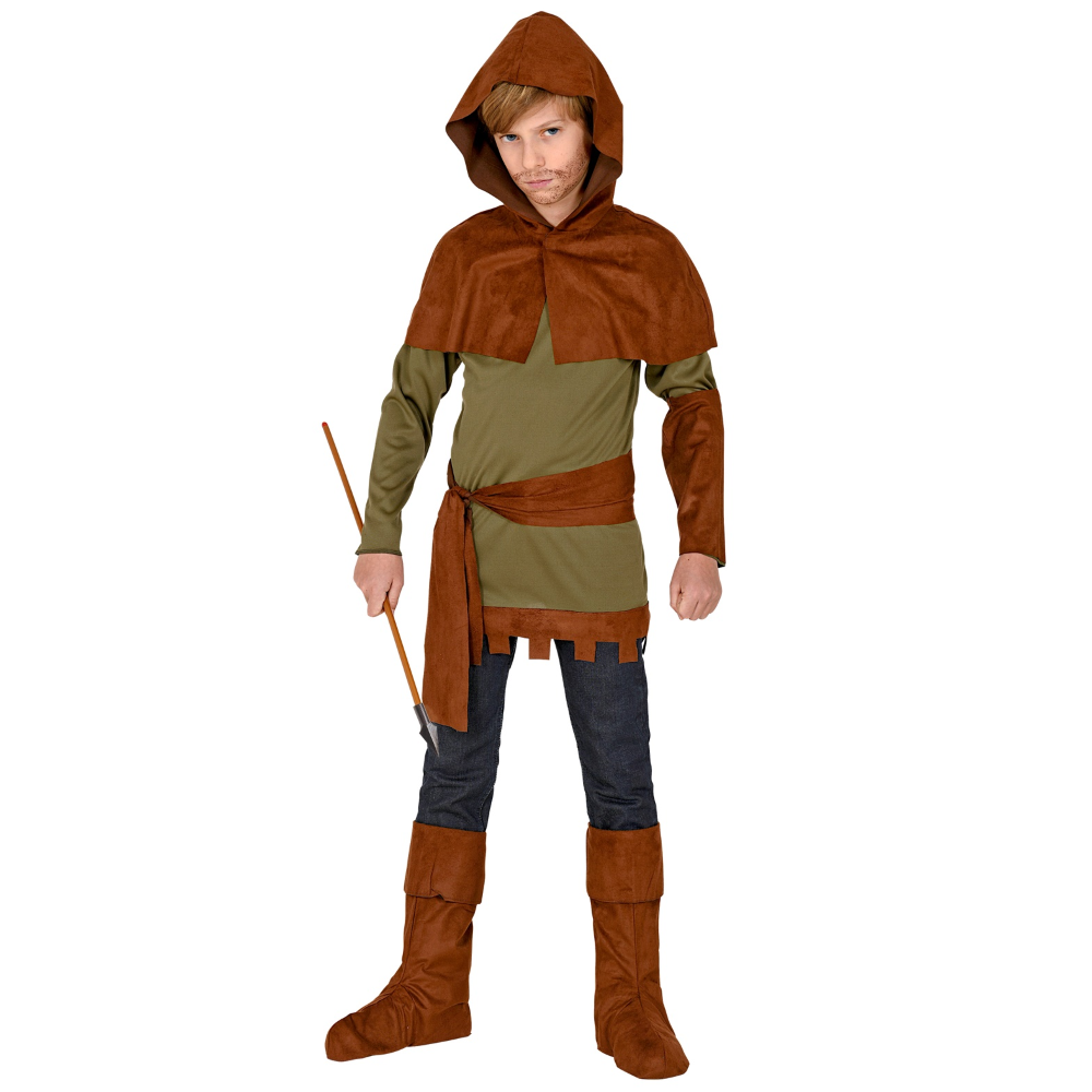 VESTITO CARNEVALE + ACCESSORI ROBIN HOOD CON ARCO TRAVESTIMENTO (11/13 ANNI)