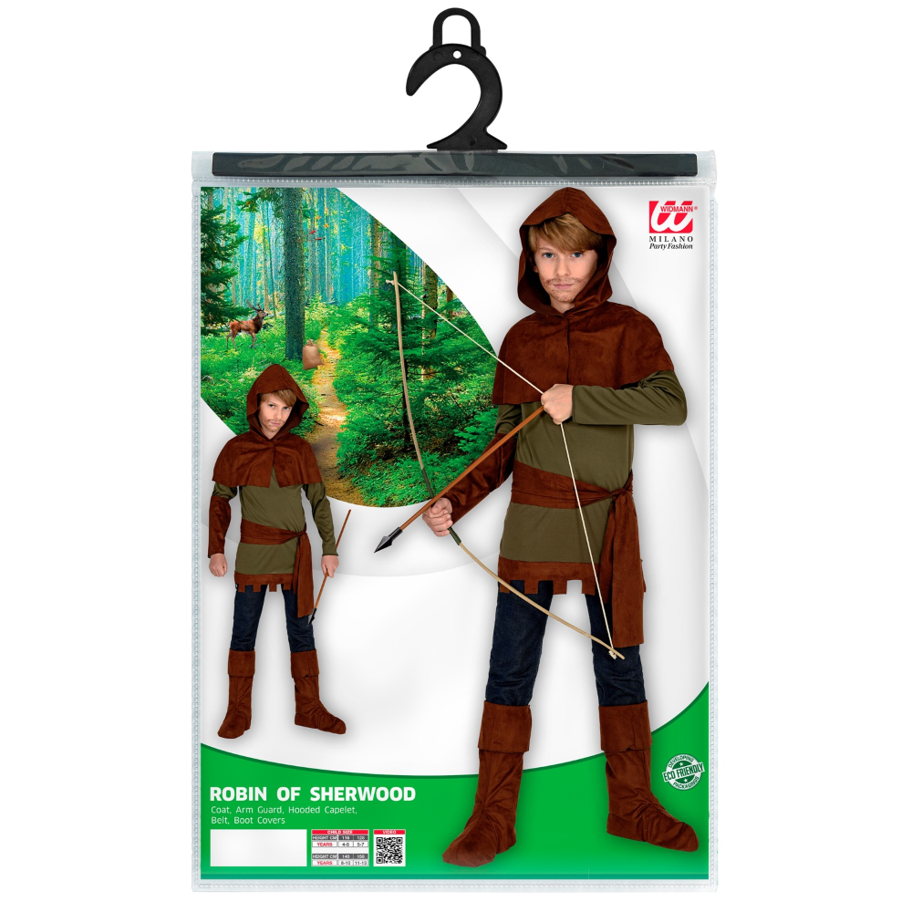 VESTITO CARNEVALE + ACCESSORI ROBIN HOOD CON ARCO TRAVESTIMENTO (11/13 ANNI)