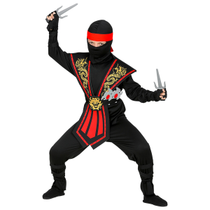 COSTUME CARNEVALE RED KOMBAT NINJA CON ACCESSORI BAMBINO ABITO TRAVESTIMENTO - 3856