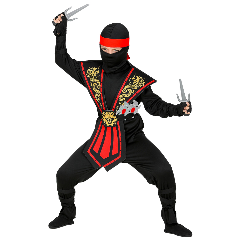 COSTUME CARNEVALE RED KOMBAT NINJA CON ACCESSORI BAMBINO ABITO TRAVESTIMENTO - 3856