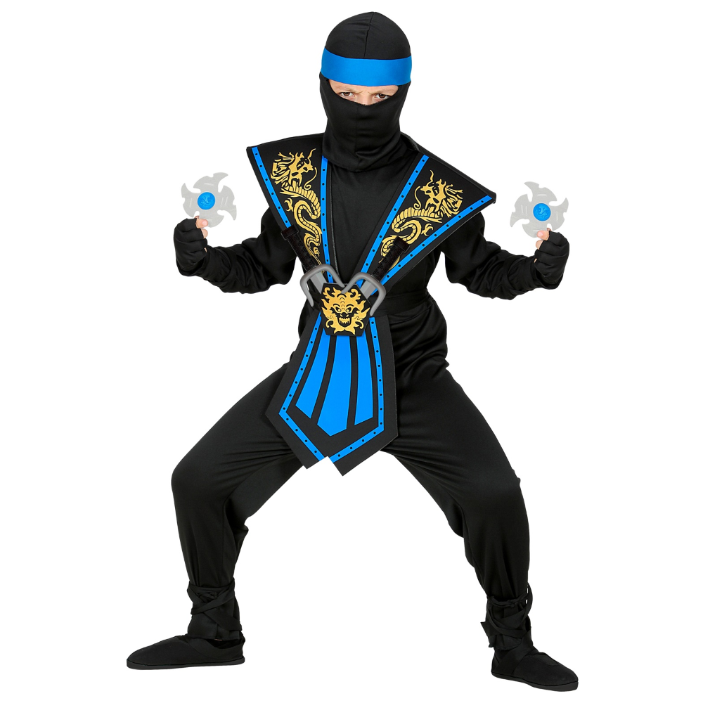 COSTUME CARNEVALE BLUE KOMBAT NINJA CON ACCESSORI BAMBINO ABITO TRAVESTIMENTO - 3865