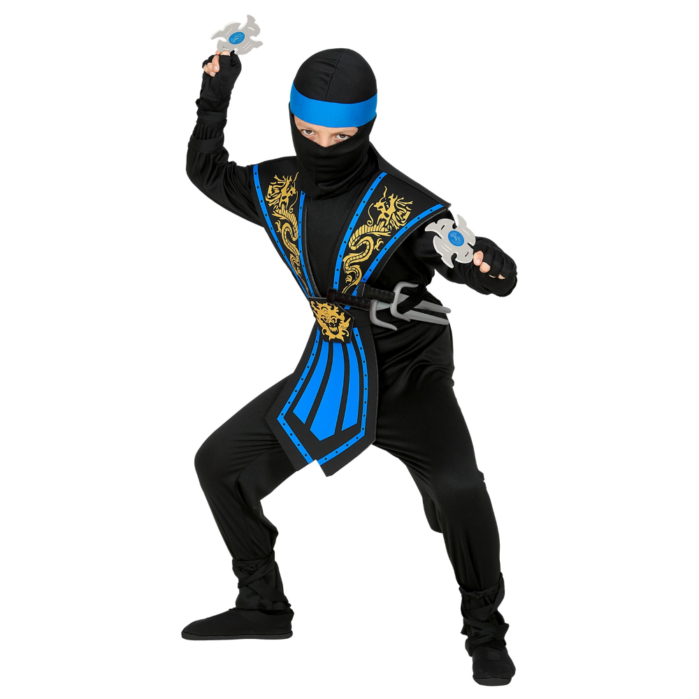 COSTUME CARNEVALE BLUE KOMBAT NINJA CON ACCESSORI BAMBINO ABITO TRAVESTIMENTO - 3865