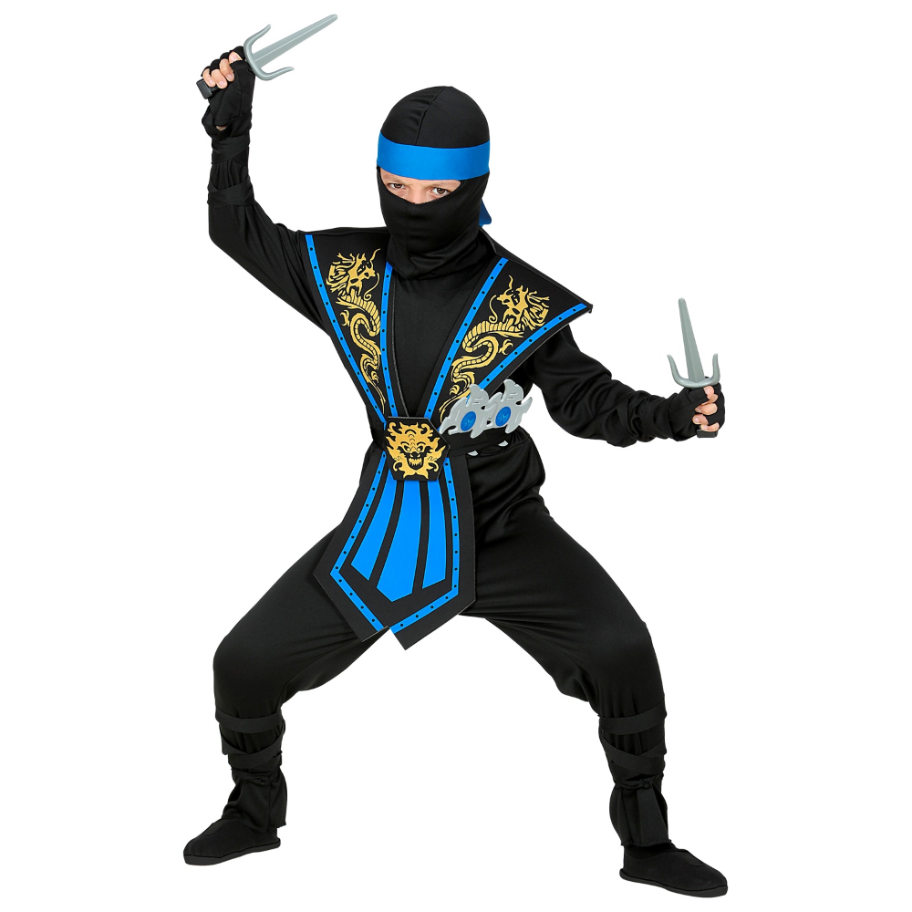 COSTUME CARNEVALE BLUE KOMBAT NINJA CON ACCESSORI BAMBINO ABITO TRAVESTIMENTO - 3865