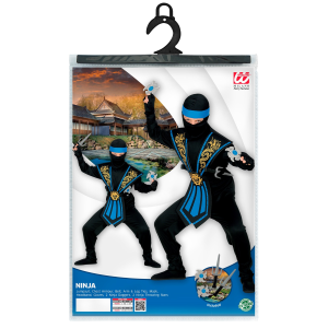 COSTUME CARNEVALE BLUE KOMBAT NINJA CON ACCESSORI BAMBINO ABITO TRAVESTIMENTO - 3865