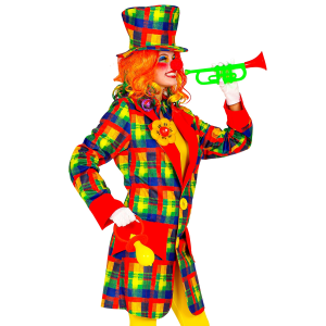 COSTUME CARNEVALE PAGLIACCIO CAPPOTTO ABITO TRAVESTIMENTO ADULTO - 4868