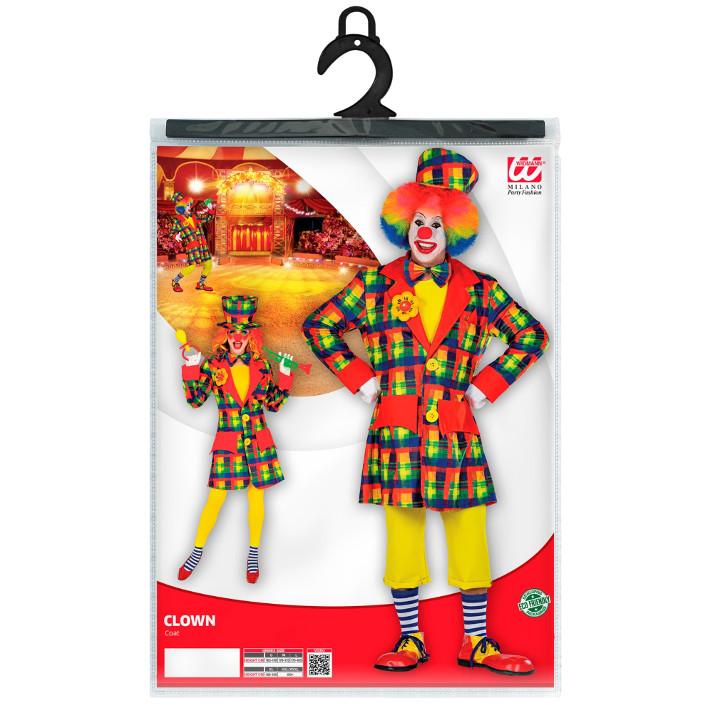 COSTUME CARNEVALE PAGLIACCIO CAPPOTTO ABITO TRAVESTIMENTO ADULTO - 4868