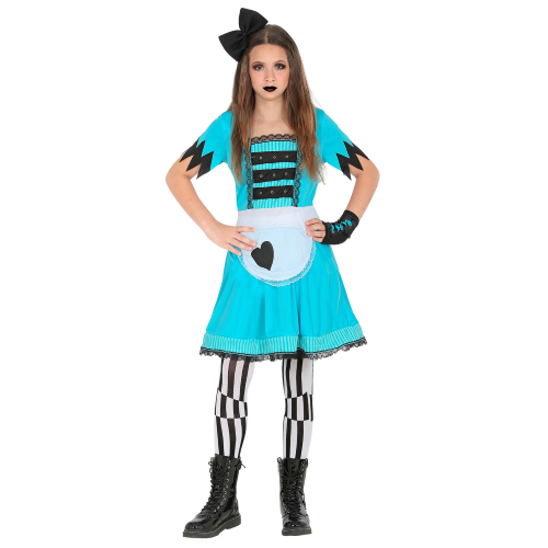 COSTUME CARNEVALE RAGAZZA DEL PAESE DELLE MERAVIGLIE BAMBINA ABITO TRAVESTIMENTO - 6025