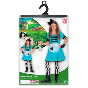 COSTUME CARNEVALE RAGAZZA DEL PAESE DELLE MERAVIGLIE BAMBINA ABITO TRAVESTIMENTO - 6025