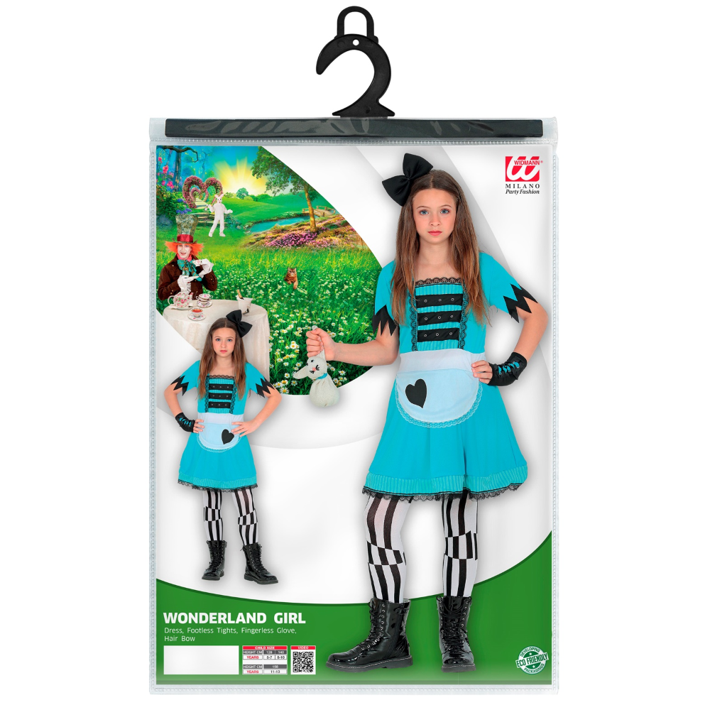 COSTUME CARNEVALE RAGAZZA DEL PAESE DELLE MERAVIGLIE BAMBINA ABITO TRAVESTIMENTO - 6025