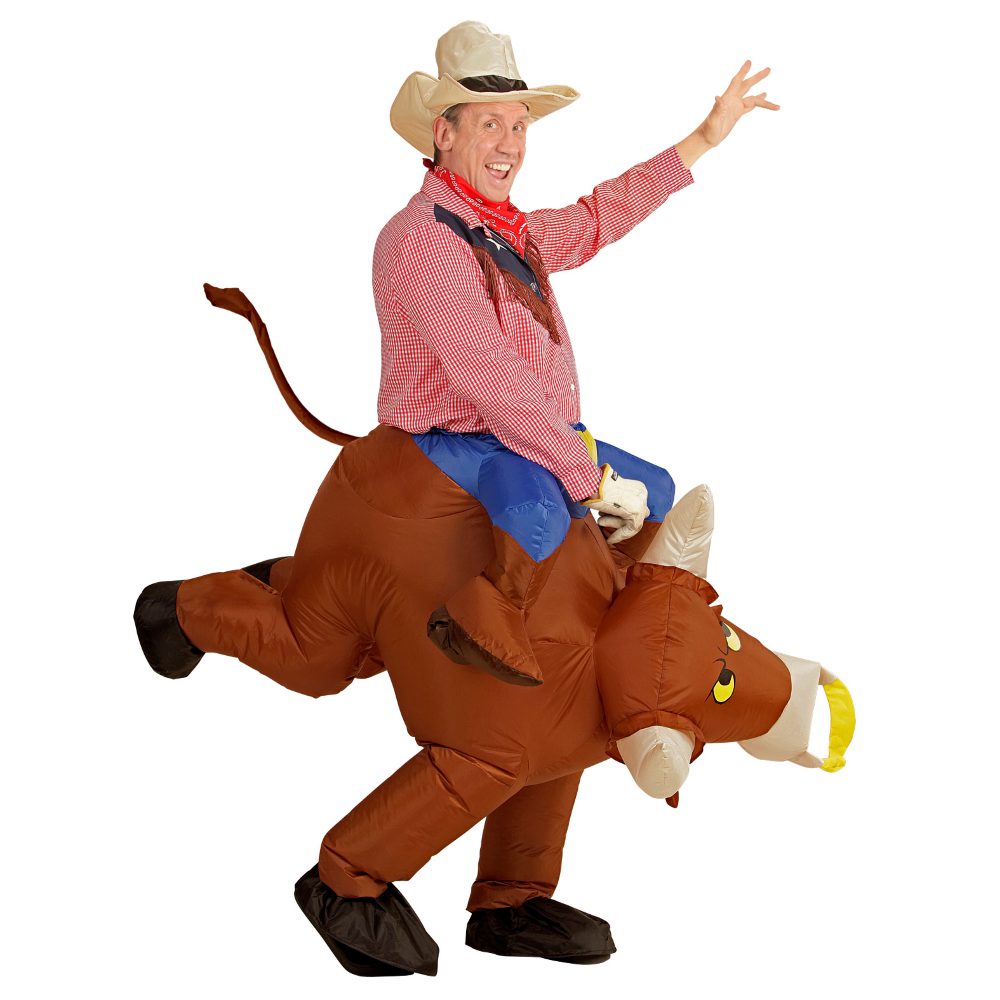 COSTUME VESTITO ABITO TRAVESTIMENTO CARNEVALE BAMBINO TORO SCATENATO GONFIABILE E CAPPELLO TG UNICA - 75508