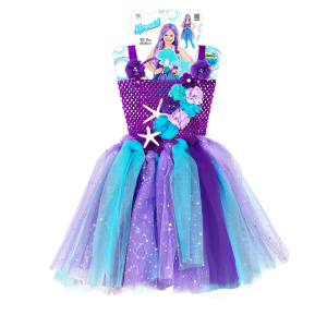 COSTUME CARNEVALE SIRENA VESTITO TUTU COPRICAPO BAMBINA ABITO TRAVESTIMENTO - 9654
