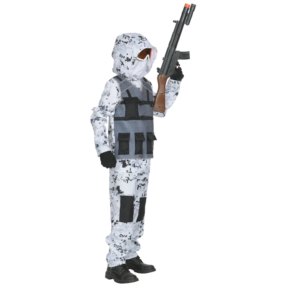 VESTITO CARNEVALE + ACCESSORI ARTIC SPECIAL FORCES KALASHNIKOV TRAVESTIMENTO 14/16 ANNI