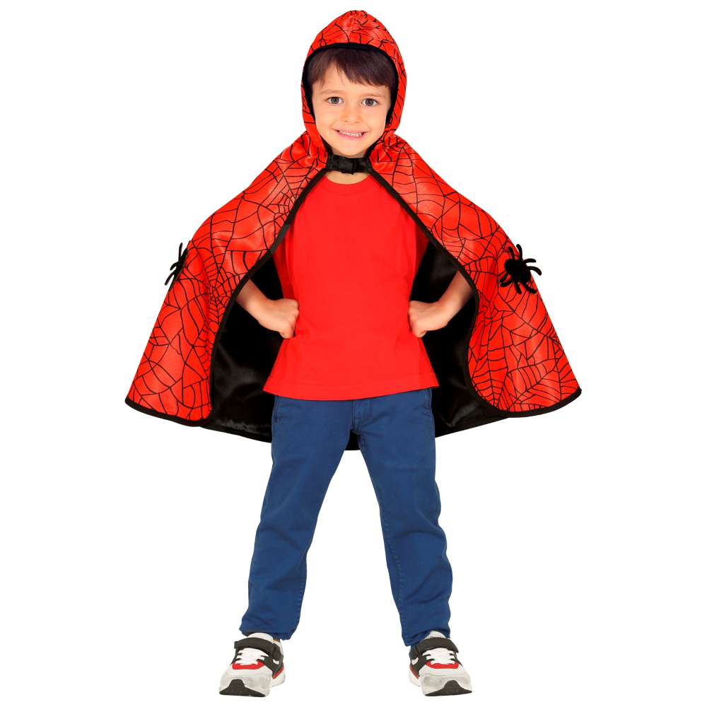 COSTUME CARNEVALE SUPER EROE MANTELLO CON CAPPUCCIO REVERSIBILE BAMBINO ABITO TRAVESTIMENTO - 1066