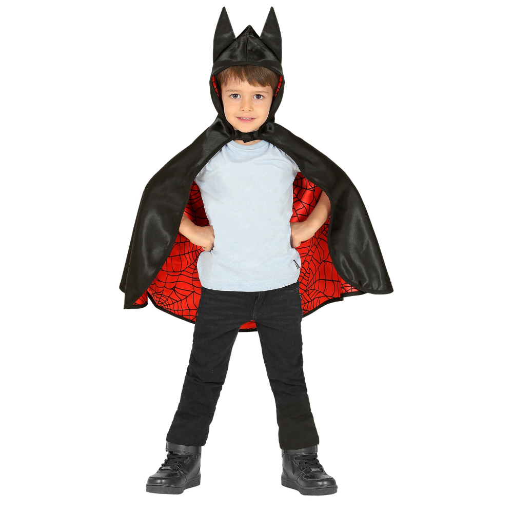 COSTUME CARNEVALE SUPER EROE MANTELLO CON CAPPUCCIO REVERSIBILE BAMBINO ABITO TRAVESTIMENTO - 1066