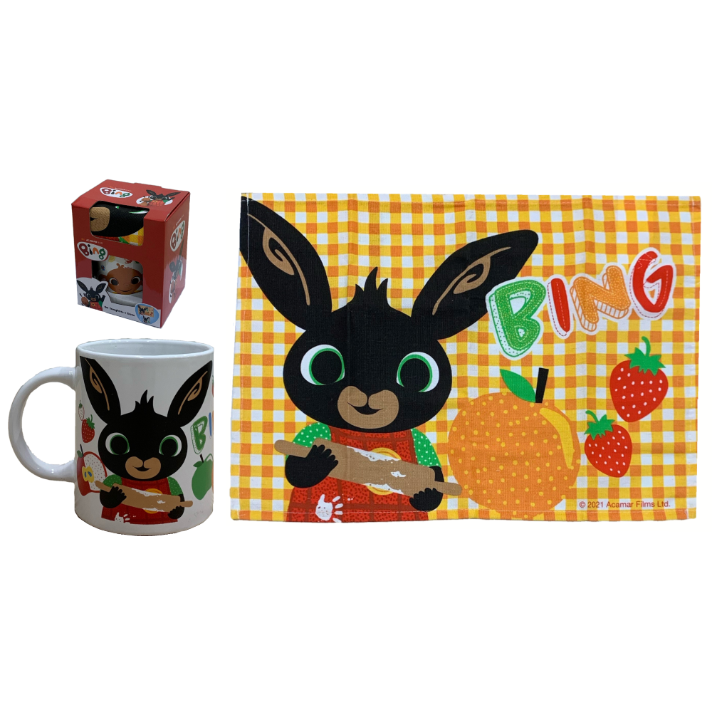 SET TAZZA + TOVAGLIETTA IN TESSUTO BING SULA CERAMICA MUG - Q03198MC