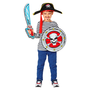 SET SCIABOLA E SCUDO PIRATA IN SPUGNA ACCESSORI PER ABITO VESTITO CARNEVALE BAMBINO - 97307